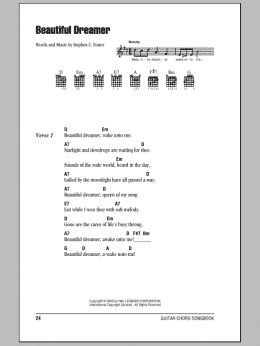 page one of Beautiful Dreamer (Guitar Chords/Lyrics)