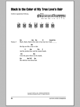 page one of Black Is the Color of My True Love's Hair (Guitar Chords/Lyrics)