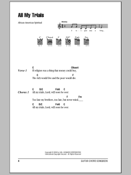 page one of All My Trials (Guitar Chords/Lyrics)