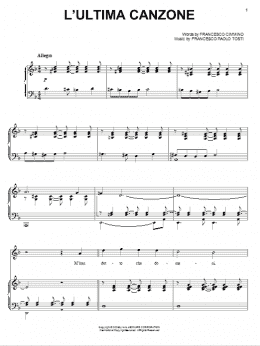 page one of L'ultima canzone (Piano, Vocal & Guitar Chords (Right-Hand Melody))