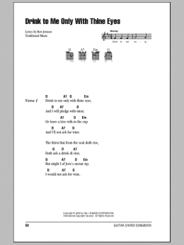 page one of Drink To Me Only With Thine Eyes (Guitar Chords/Lyrics)