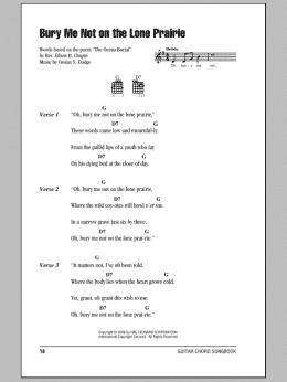 page one of Bury Me Not On The Lone Prairie (Guitar Chords/Lyrics)