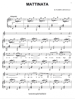 page one of Mattinata (Piano, Vocal & Guitar Chords (Right-Hand Melody))