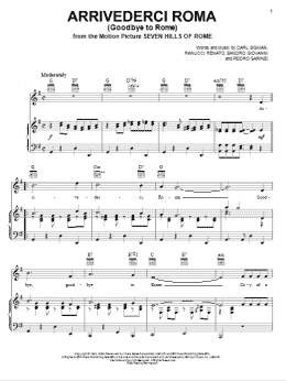 page one of Arrivederci Roma (Goodbye To Rome) (Piano, Vocal & Guitar Chords (Right-Hand Melody))