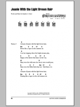 page one of Jeanie With The Light Brown Hair (Guitar Chords/Lyrics)
