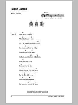 page one of Jesse James (Guitar Chords/Lyrics)