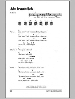 page one of John Brown's Body (Guitar Chords/Lyrics)