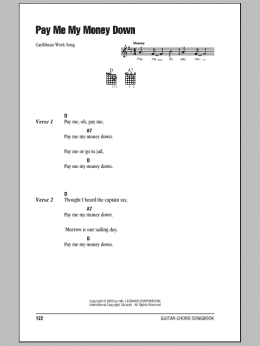 page one of Pay Me My Money Down (Guitar Chords/Lyrics)