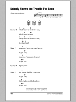 page one of Nobody Knows The Trouble I've Seen (Guitar Chords/Lyrics)