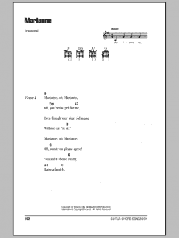 page one of Marianne (Guitar Chords/Lyrics)
