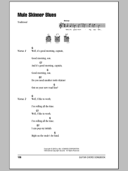 page one of Mule Skinner Blues (Guitar Chords/Lyrics)