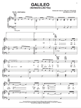 page one of Galileo (Someone Like You) (Piano, Vocal & Guitar Chords (Right-Hand Melody))
