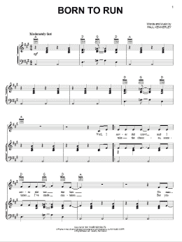 page one of Born To Run (Piano, Vocal & Guitar Chords (Right-Hand Melody))
