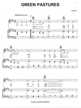 page one of Green Pastures (Piano, Vocal & Guitar Chords (Right-Hand Melody))