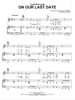 page one of (Lost Her Love) On Our Last Date (Piano, Vocal & Guitar Chords (Right-Hand Melody))