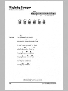 page one of Wayfaring Stranger (Guitar Chords/Lyrics)
