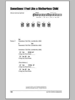 page one of Sometimes I Feel Like A Motherless Child (Guitar Chords/Lyrics)