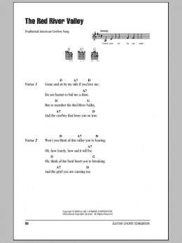 page one of The Red River Valley (Guitar Chords/Lyrics)