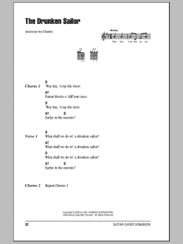 page one of What Shall We Do With The Drunken Sailor (Guitar Chords/Lyrics)