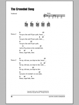 page one of The Crawdad Song (Guitar Chords/Lyrics)