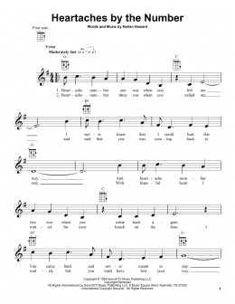 page one of Heartaches By The Number (Ukulele)