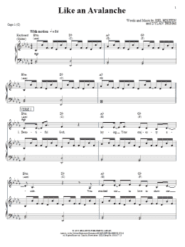 page one of Like An Avalanche (Piano, Vocal & Guitar Chords (Right-Hand Melody))