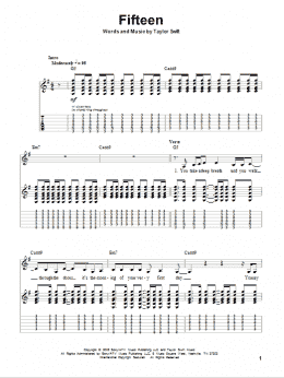 page one of Fifteen (Guitar Tab (Single Guitar))