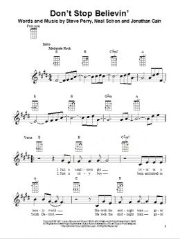 page one of Don't Stop Believin' (Ukulele)