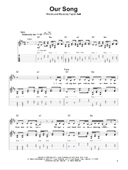 page one of Our Song (Guitar Tab (Single Guitar))