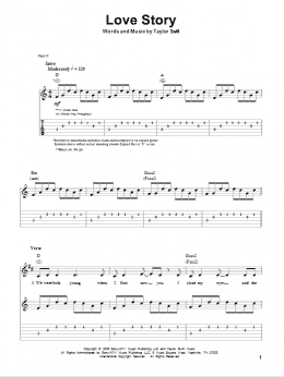 page one of Love Story (Guitar Tab (Single Guitar))
