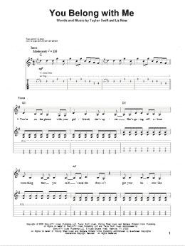 page one of You Belong With Me (Guitar Tab (Single Guitar))