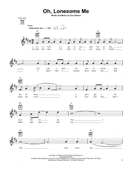 page one of Oh, Lonesome Me (Ukulele)
