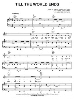 page one of Till The World Ends (Piano, Vocal & Guitar Chords (Right-Hand Melody))