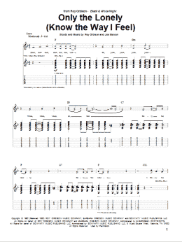 page one of Only The Lonely (Know The Way I Feel) (Guitar Tab)