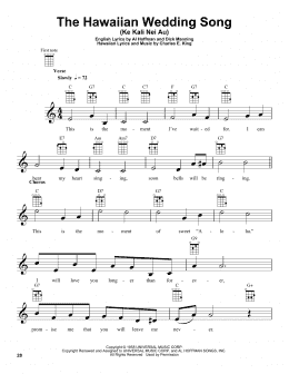 page one of The Hawaiian Wedding Song (Ke Kali Nei Au) (Ukulele)