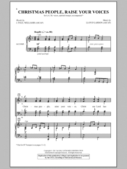 page one of Christmas People, Raise Your Voices (SATB Choir)