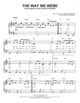 page one of The Way We Were (Easy Piano)