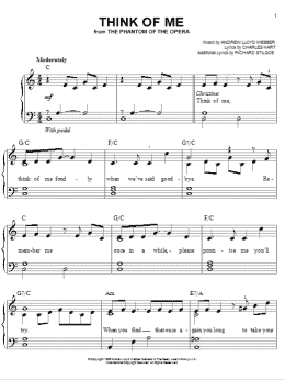 page one of Think Of Me (from The Phantom Of The Opera) (Easy Piano)
