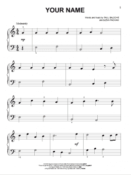 page one of Your Name (Beginning Piano Solo)