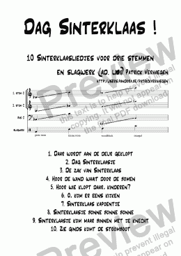 page one of Dag Sinterklaas! (3 parts + optional percussion)