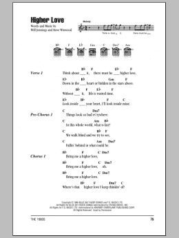 page one of Higher Love (Guitar Chords/Lyrics)