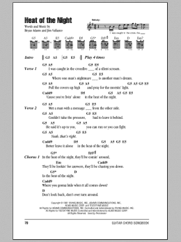page one of Heat Of The Night (Guitar Chords/Lyrics)