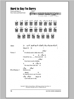 page one of Hard To Say I'm Sorry (Guitar Chords/Lyrics)