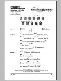 page one of Footloose (Guitar Chords/Lyrics)