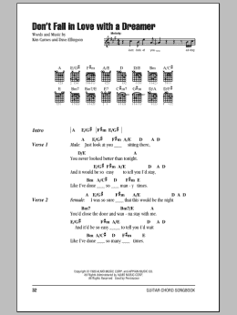 page one of Don't Fall In Love With A Dreamer (Guitar Chords/Lyrics)