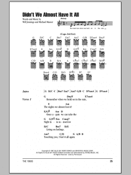 page one of Didn't We Almost Have It All (Guitar Chords/Lyrics)