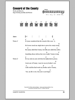 page one of Coward Of The County (Guitar Chords/Lyrics)