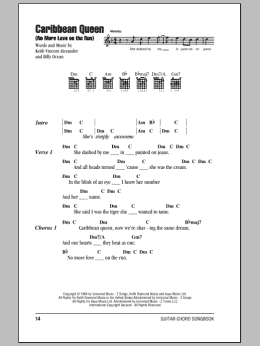 page one of Caribbean Queen (No More Love On The Run) (Guitar Chords/Lyrics)