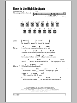 page one of Back In The High Life Again (Guitar Chords/Lyrics)