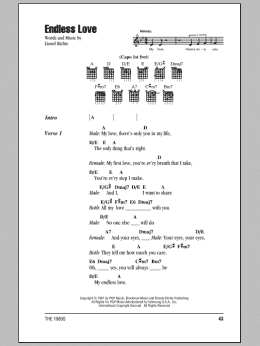 page one of Endless Love (Guitar Chords/Lyrics)